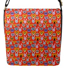 Cute Faces Of Dogs And Cats With Glasses Flap Closure Messenger Bag (S)