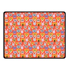 Cute Faces Of Dogs And Cats With Glasses Double Sided Fleece Blanket (small)  by SychEva