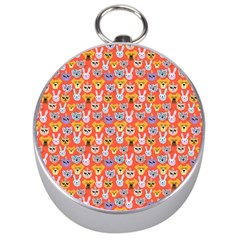 Cute Faces Of Dogs And Cats With Glasses Silver Compasses