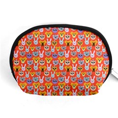 Cute Faces Of Dogs And Cats With Glasses Accessory Pouch (Medium)