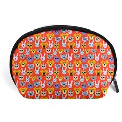 Cute Faces Of Dogs And Cats With Glasses Accessory Pouch (Large)