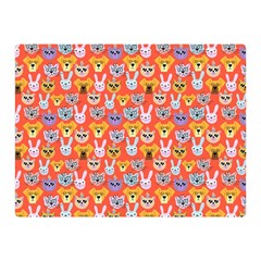 Cute Faces Of Dogs And Cats With Glasses Double Sided Flano Blanket (mini)  by SychEva