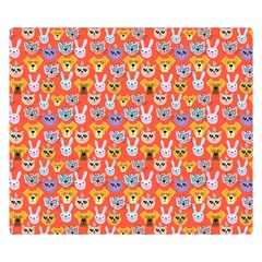 Cute Faces Of Dogs And Cats With Glasses Double Sided Flano Blanket (small)  by SychEva