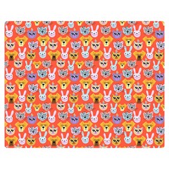 Cute Faces Of Dogs And Cats With Glasses Double Sided Flano Blanket (medium)  by SychEva