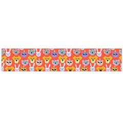 Cute Faces Of Dogs And Cats With Glasses Large Flano Scarf 