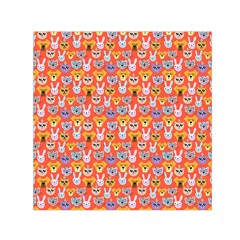 Cute Faces Of Dogs And Cats With Glasses Small Satin Scarf (Square)