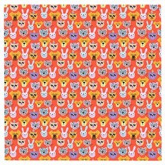 Cute Faces Of Dogs And Cats With Glasses Wooden Puzzle Square