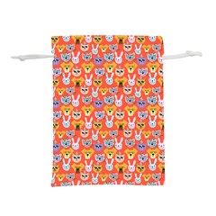 Cute Faces Of Dogs And Cats With Glasses Lightweight Drawstring Pouch (M)