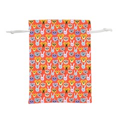 Cute Faces Of Dogs And Cats With Glasses Lightweight Drawstring Pouch (L)