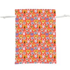 Cute Faces Of Dogs And Cats With Glasses  Lightweight Drawstring Pouch (XL)