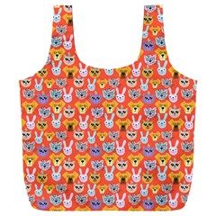 Cute Faces Of Dogs And Cats With Glasses Full Print Recycle Bag (XXL)