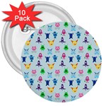 Funny Monsters 3  Buttons (10 pack)  Front