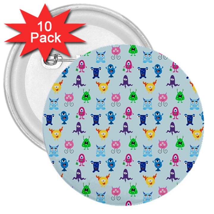 Funny Monsters 3  Buttons (10 pack) 