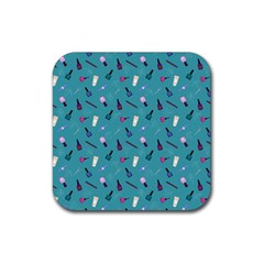 Manicure Supplies  Nail Polish Rubber Coaster (square)  by SychEva