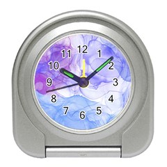 Purple And Blue Alcohol Ink  Travel Alarm Clock