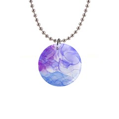 Purple And Blue Alcohol Ink  1  Button Necklace by Dazzleway