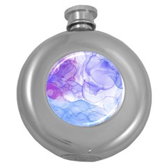 Purple And Blue Alcohol Ink  Round Hip Flask (5 Oz) by Dazzleway