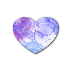 Purple And Blue Alcohol Ink  Rubber Coaster (heart)  by Dazzleway