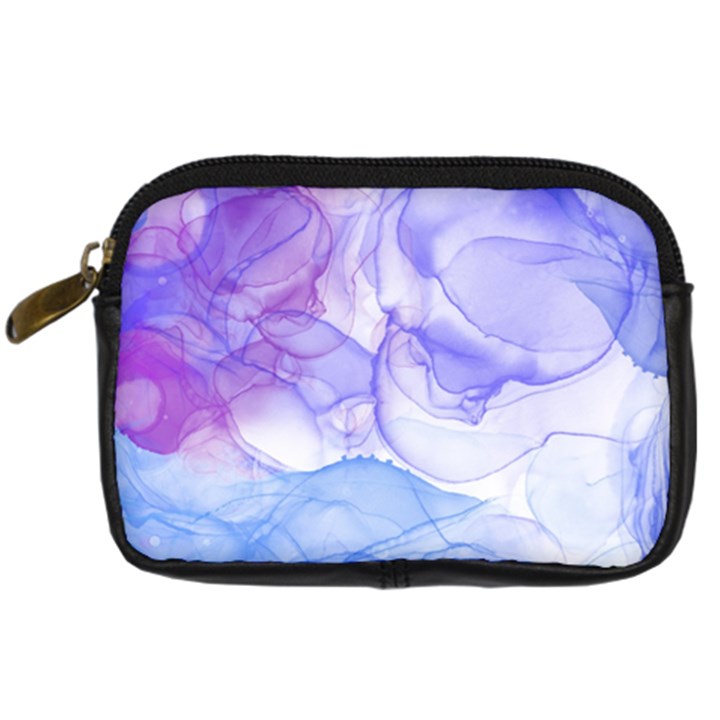 Purple and blue alcohol ink  Digital Camera Leather Case