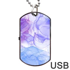 Purple And Blue Alcohol Ink  Dog Tag Usb Flash (two Sides) by Dazzleway