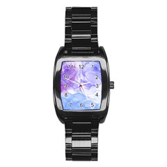 Purple And Blue Alcohol Ink  Stainless Steel Barrel Watch by Dazzleway