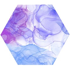 Purple And Blue Alcohol Ink  Wooden Puzzle Hexagon by Dazzleway