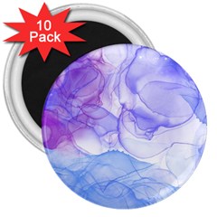 Purple And Blue Alcohol Ink  3  Magnets (10 Pack) 