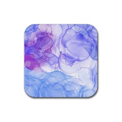 Purple And Blue Alcohol Ink  Rubber Coaster (square)  by Dazzleway