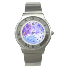 Purple And Blue Alcohol Ink  Stainless Steel Watch by Dazzleway