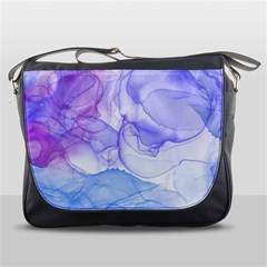 Purple And Blue Alcohol Ink  Messenger Bag by Dazzleway