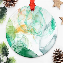 Green and orange alcohol ink Ornament (Round)