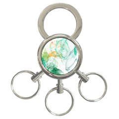 Green And Orange Alcohol Ink 3-ring Key Chain by Dazzleway