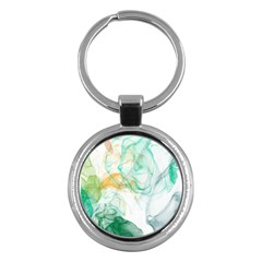 Green And Orange Alcohol Ink Key Chain (round) by Dazzleway