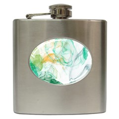 Green And Orange Alcohol Ink Hip Flask (6 Oz) by Dazzleway