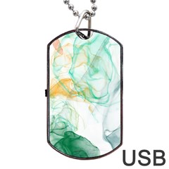 Green And Orange Alcohol Ink Dog Tag Usb Flash (one Side) by Dazzleway