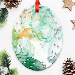 Green and orange alcohol ink Ornament (Oval Filigree)