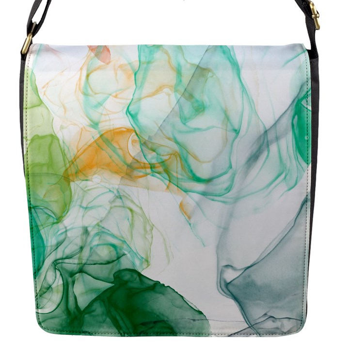 Green and orange alcohol ink Flap Closure Messenger Bag (S)