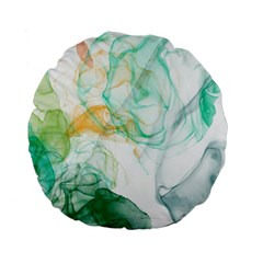 Green And Orange Alcohol Ink Standard 15  Premium Flano Round Cushions by Dazzleway