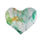 Green and orange alcohol ink Standard 16  Premium Flano Heart Shape Cushions Back