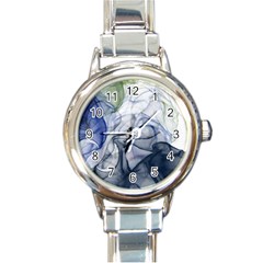 Blue Alcohol Ink Round Italian Charm Watch by Dazzleway