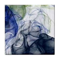 Blue Alcohol Ink Tile Coaster by Dazzleway