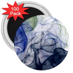 Blue Alcohol Ink 3  Magnets (100 Pack) by Dazzleway