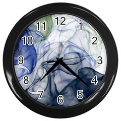 Blue Alcohol Ink Wall Clock (black) by Dazzleway