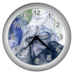 Blue Alcohol Ink Wall Clock (silver) by Dazzleway