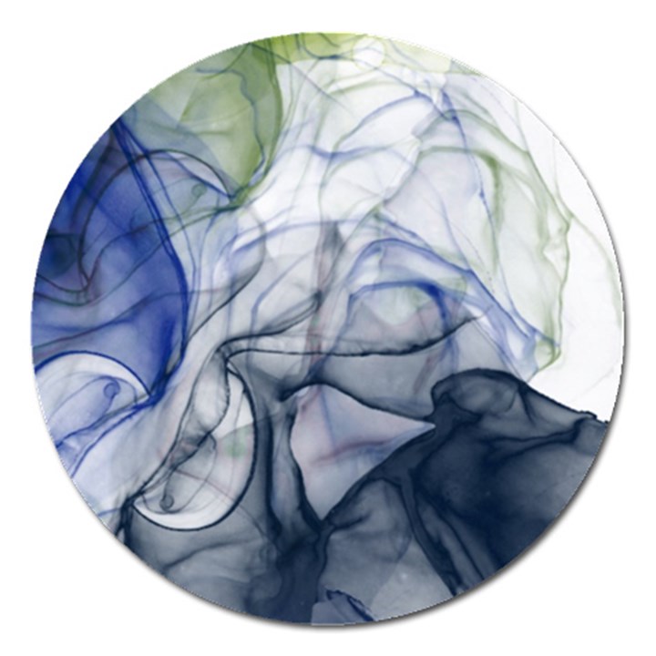 Blue alcohol ink Magnet 5  (Round)