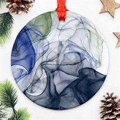 Blue Alcohol Ink Round Ornament (two Sides)