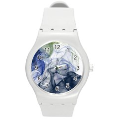 Blue Alcohol Ink Round Plastic Sport Watch (m)