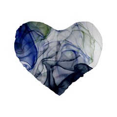 Blue Alcohol Ink Standard 16  Premium Flano Heart Shape Cushions by Dazzleway