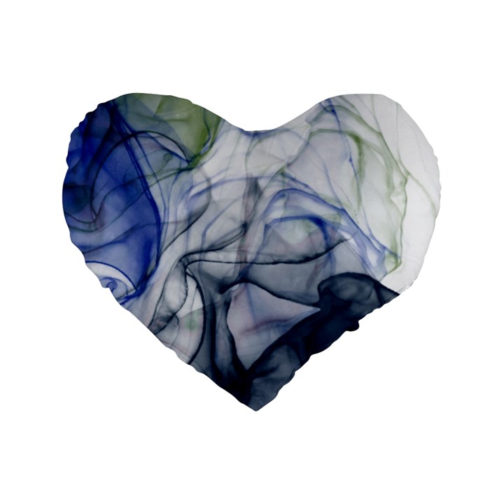 Blue alcohol ink Standard 16  Premium Flano Heart Shape Cushions