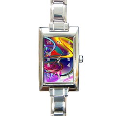 Colorful Rainbow Modern Paint Pattern 13 Rectangle Italian Charm Watch by DinkovaArt